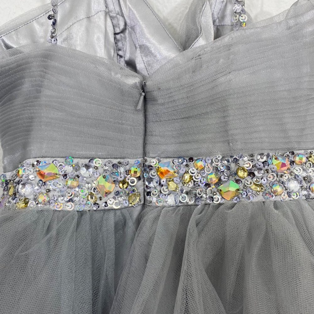 Mayqueen Couture USA Silver Prom/Cocktail Dress Sz 6 - Picture 6 of 9